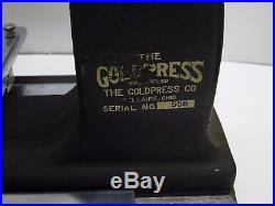 VINTAGE GoldPRESS STAMPING MACHINE with 3 wooden boxes of lettering