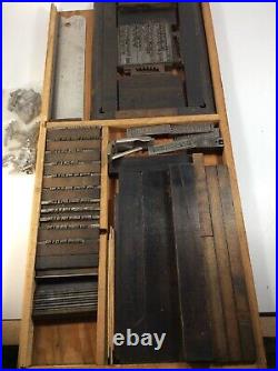 VTG Tray Letters Symbols Metal Wood Ink Stamps Letterpress Printer Blocks