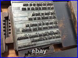VTG Tray Letters Symbols Metal Wood Ink Stamps Letterpress Printer Blocks