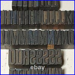Vintage 1 Letterpress Printing Type Wood Block Uppercase Letters Set