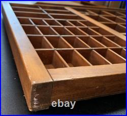 Vintage 3-Section Wood Letterpress Tray Stained Reddish Brown 32 1/4 x 16 1/2