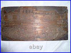 Vintage Antique Print Block HUGE Boat Blueprint Rare Copper Face Very Detaied