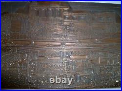 Vintage Antique Print Block HUGE Boat Blueprint Rare Copper Face Very Detaied