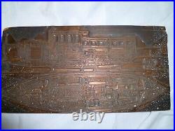 Vintage Antique Print Block HUGE Boat Blueprint Rare Copper Face Very Detaied