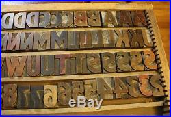Vintage Antique Wood Block Printing Press Letters, Numbers, Punctuation 1-1/2