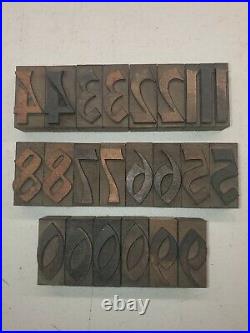 Vintage Bradley Font Letterpress Wood Type Printing Blocks Letters, Numbers lot1