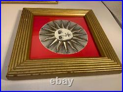 Vintage Fornasetti Sun & Moon Prints Small wooden Gold trim frames pictures