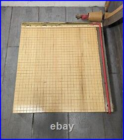 Vintage INGENTO 1142 Heavy Duty Paper Cutter 15x15 Guillotine Arm Wood