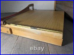 Vintage INGENTO 1142 Heavy Duty Paper Cutter 15x15 Guillotine Arm Wood