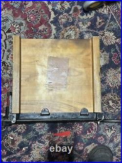 Vintage Ideal Ingento No. 5 Paper Cutter Wood Cast Iron Handle Tested Fish Art