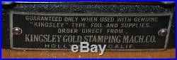 Vintage Kingsley Gold Stamping Machine Hot Foil Stamping Attachments, Manual