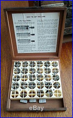 Vintage Kingsley Stamping Machine Type Set Letters Wood Organizer 6 Boxes 1000+