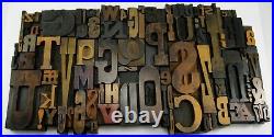 Vintage Letterpress Wood Type Collage A-Z letters, 0-9 numbers and! , $, &