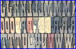Vintage Letterpress wood/wooden printing type blocks typography 105 pc 50mm#LB39