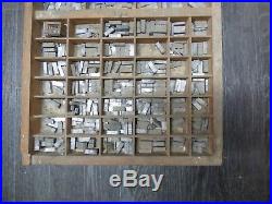 Vintage Metal Number & Letter Stamps Wooden Tray Printing Blocks Letterpress