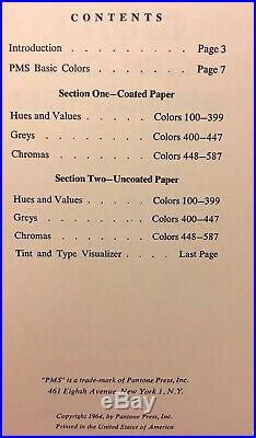 Vintage PANTONE Color Guide Chips Matching System Color Specifier Designers 1964