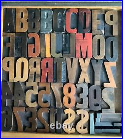 Vintage Wood Letterpress Printing Type Graphic Art Typography Print 50 Piece