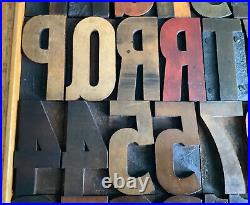 Vintage Wood Letterpress Printing Type Graphic Art Typography Print 50 Piece