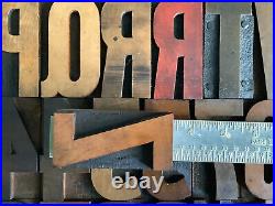 Vintage Wood Letterpress Printing Type Graphic Art Typography Print 50 Piece