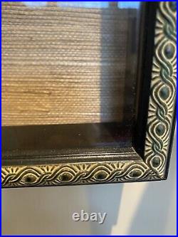 Vintage Wood Print Textile Block Mounted In Black Shadowbox With Linen Matte