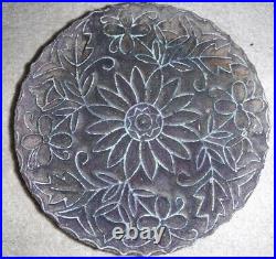 Vintage hand carved wood block print press round wallpaper textile fabric stamp