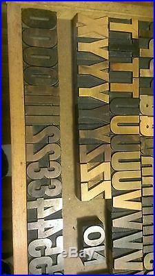 Vintage letter Press Type set wood blocks multiple sets withmetal faced drawer