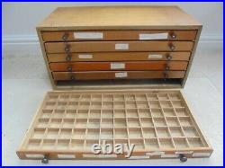 Vintage printers chest of drawers, typesetting trays, printing cabinet
