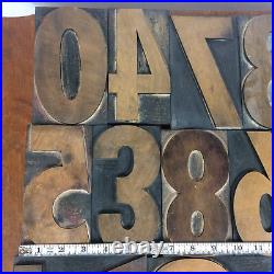 Vtg 6 Large Industrial Wood Printing Press Numbers Letters Blocks Design Decor