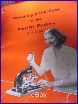Vtg Antique Kingsley Hot Foil Stamping Machine 1 line