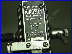 Vtg Antique Kingsley Multi-Line Hot Gold Foil Type Stamping Machine 36882 With Box