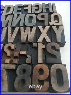 Wood Letterpress Printing Blocks 2 high alphabet + Ampersand Punc. & numbers