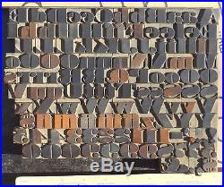 Wood Type, 115+ pieces, very old, 48 pt, Letterpress Printing, Collectible