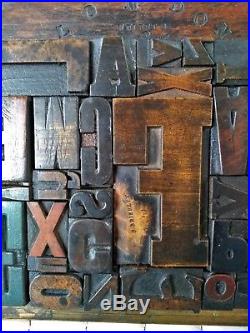 Wooden Letterpress Mixed Type on a Metal Plate within Brass Frame
