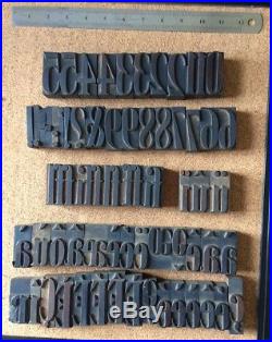 Wooden Letterpress typeface Wood printing block type font 54mm 200+ letters